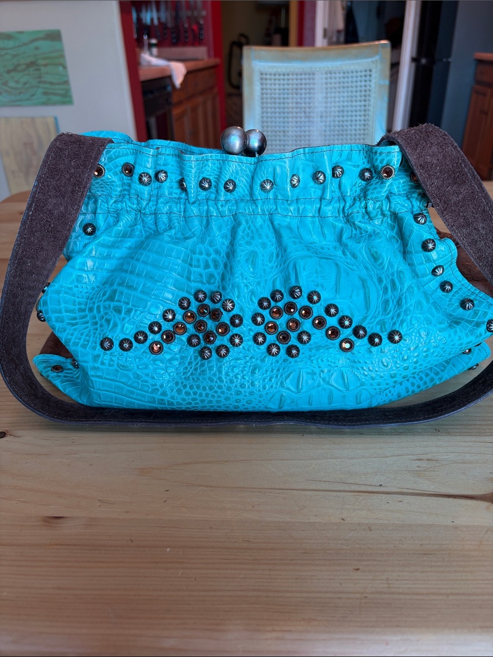Arohoe turquoise leather bags